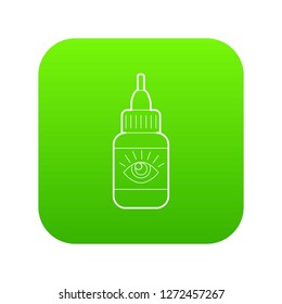 Eye drops icon green vector isolated on white background