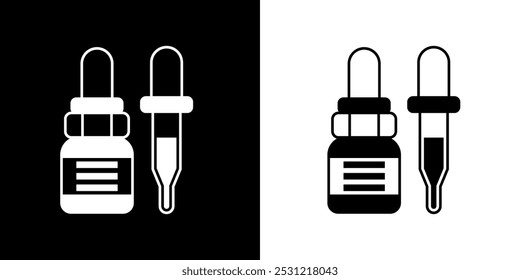 Icono de gotas para los ojos. equipo de hospital. Icono del hospital. Icono de salud. Icono negro. Silueta.