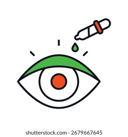 Augentropfen-Symbol mit weißem Hintergrund, Vektorgrafik