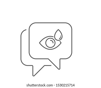 Eye drops line icon. Chat bubble design. Oculist clinic sign. Optometry vision symbol. Outline concept. Thin line eye drops icon. Vector