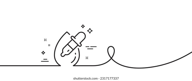 Eye drops line icon. Continuous one line with curl. Oculist clinic sign. Optometry vision symbol. Eye drops single outline ribbon. Loop curve pattern. Vector