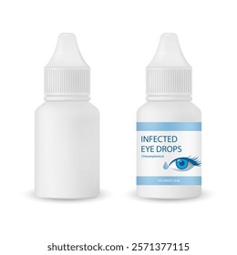 Eye drops, line icon. Small plastic bottle with text