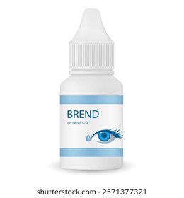 Eye drops, line icon. Small plastic bottle with text