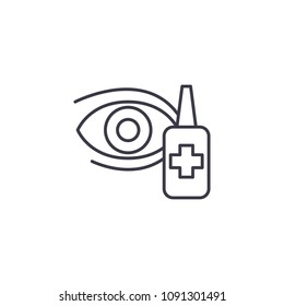 Eye drops linear icon concept. Eye drops line vector sign, symbol, illustration.