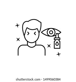 Eye drops, man, allergy icon. Element of allergy icon
