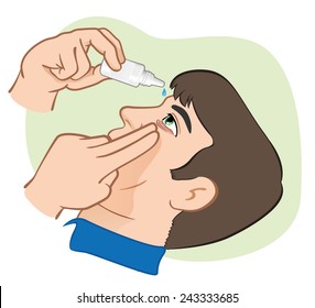 Colírio Ilustração medicamentosa para nos olhos irritados. ideal para materiais de treinamento, catálogos e institucionais