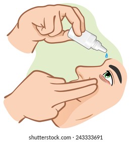 Eye drops Medicament illustration to ping us angry eyes. ideal for training materials, catalogs and institutional