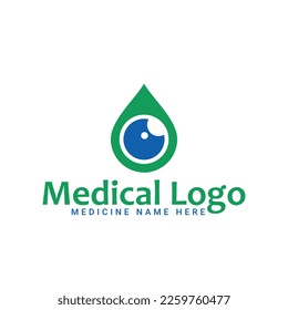 Eye drops meds logo in vector