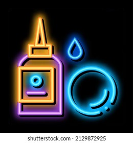 eye drops neon light sign vector. Glowing bright icon eye drops sign. transparent symbol illustration