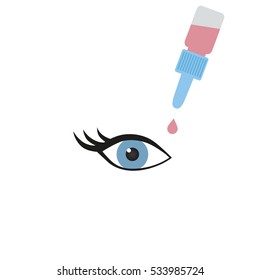 Eye drops on a white background