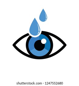 eye with eye drops ophthalmology icon isolated on white background vector illustration EPS10