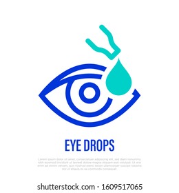 Eye drops. Ophthalmology thin line icon. Healthcare and medical vector illustration.