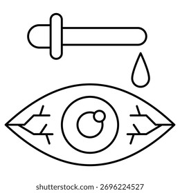 Icono del contorno de las gotas del ojo aislado en blanco