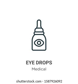 Eye drops outline vector icon. Thin line black eye drops icon, flat vector simple element illustration from editable medical concept isolated on white background