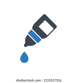 Augentropfen mit Vektorsymbol. Drogen. Augentropfen-Schild. Einzeln auf weißem Hintergrund