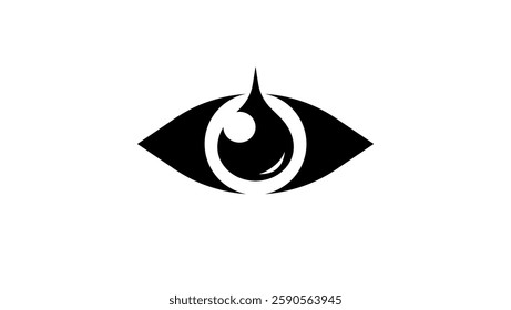 Eye Drops symbol, Black Isolated Silhouette
