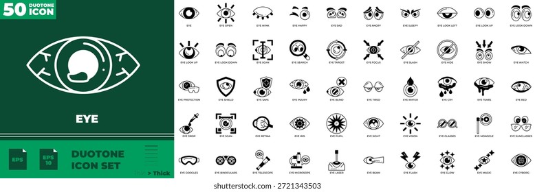 Conjunto de iconos editables de duotono de ojo