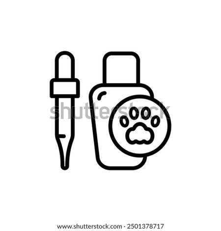 Eye or ear drops for pets line icon vector. Eye or ear drops for cat or dog outline simple sign. Vector illustration isolated on white background.