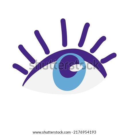 Eye. Element of evil, Ra, Turkish, Greek and esoteric eye of different shapes, highlighted on a white background. Colorful elements of clairvoyance. Vector cartoon illustration. 