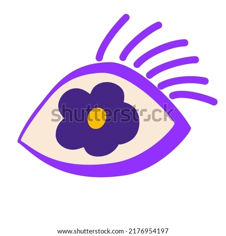 Eye. Element of evil, Ra, Turkish, Greek and esoteric eye of different shapes, highlighted on a white background. Colorful elements of clairvoyance. Vector cartoon illustration. 