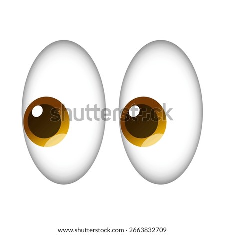 Eye emoji with shine icon, looking sideways isolated vector illustration