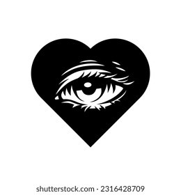 Eye enclosed in a heart