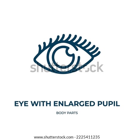 Eye with enlarged pupil icon. Linear vector illustration from body parts collection. Outline eye with enlarged pupil icon vector. Thin line symbol for use on web and mobile apps, logo, print media.