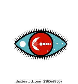 Icono del símbolo del Boho del Amulet del yoga místico del diablo de los ojos Abstrato Signo de los ojos malvados Diseño 