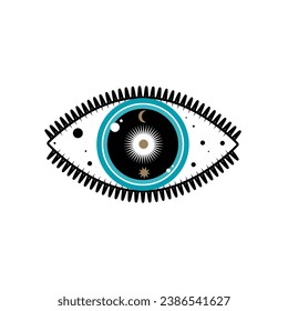 Icono del símbolo del Boho del Amulet del yoga místico del diablo de los ojos Abstrato Signo de los ojos malvados Diseño 
