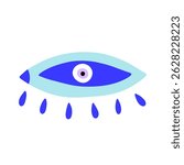 Eye evil turkish bead blue icon. Greek amulet nazar. Vector illustration