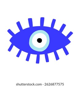 Eye evil turkish bead blue simple. Greek amulet nazar. Vector illustration