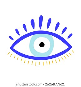 Eye evil turkish bead blue icon. Greek amulet nazar. Vector illustration