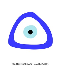 Eye evil turkish bead blue triangle symbol. Greek amulet nazar. Vector illustration
