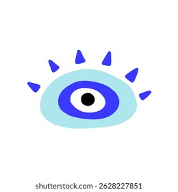 Olho malvado turco talão sinal azul. Amuleto grego nazar. Ilustração vetorial