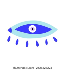 Olho malvado turco talão ícone azul. Amuleto grego nazar. Ilustração vetorial
