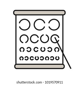 Eye exam chart color icon. Landolt vision test. Optotype. Isolated vector illustration