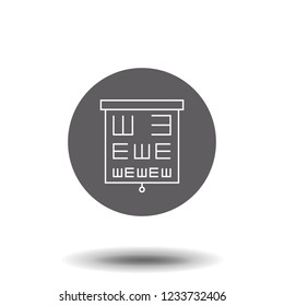 Eye exam chart linear icon. Thin line illustration. Landolt vision test. Optotype. Contour symbol. Vector isolated outline drawing.