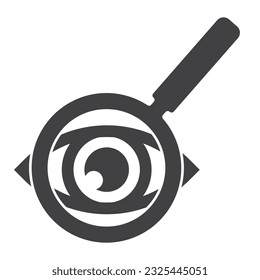 Eye exam icon. Vector logo. Featuring eye and magnifying glass.
