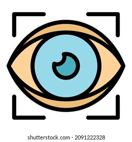 Icono de examen ocular. Color del icono del vector del examen de los ojos de contorno aislado