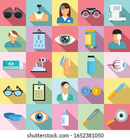 Eye Examination Icons Set Flat Set Stock Vector (Royalty Free ...