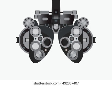 Eye examination isolated on white background, equipment of test eye for Ophthalmologist , health care Vector illustration.