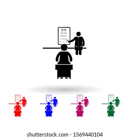 Eye examination multi color icon. Simple glyph, flat vector of medecine icons for ui and ux, website or mobile application