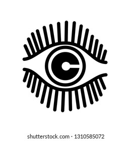 Eye with extended long eyelushes for make up cosmetics design, beauty salon logo, product instrustion, poster or flyer 