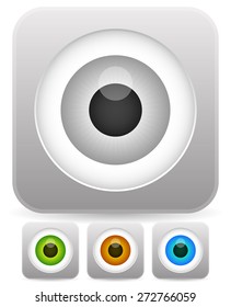 Eye, eyeball graphics in different colors. Gray, green, brown and blue eyes. Editable vector.