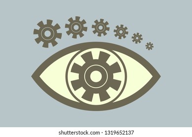 Eye and Eyebrow with Gears vector image