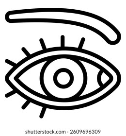 Eye and eyebrow line icon, optics and human vision concept. Vector graphics. Vision sign on white background, style mobile or design