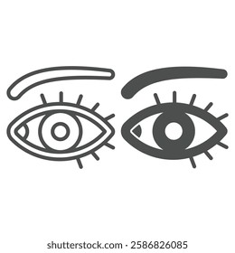 Eye and eyebrow line and solid icon, optics and human vision concept. Vector graphics. Vision sign on white background, outline style icon for mobile or web design