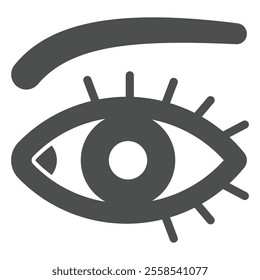 Eye and eyebrow solid icon, optics and human vision concept. Vector graphics. Vision sign on white background, glyph style icon for mobile or web design