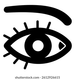 Eye and eyebrow solid icon, optics and human vision concept. Vector graphics. Vision sign on white background, glyph style mobile or design