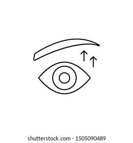 eye eyebrows up line icon on white background